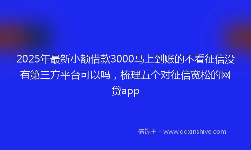 2025年最新小额借款3000马上到账的不看征信没有第三方平台可以吗，梳理五个对征信宽松的网贷app
