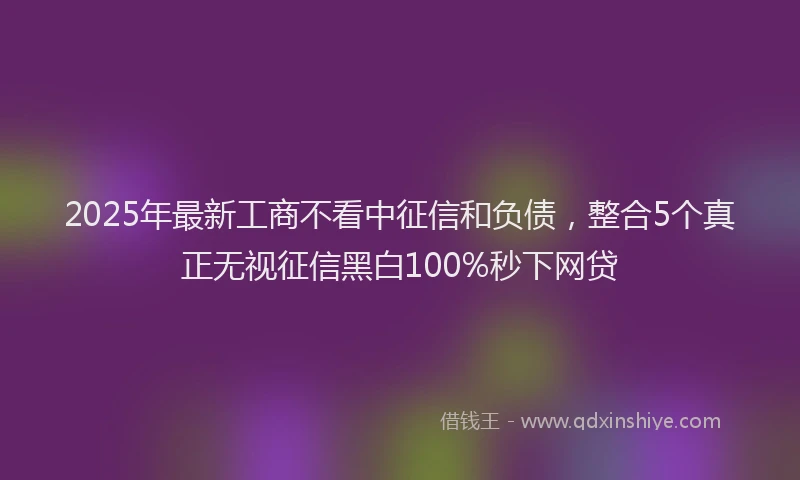 2025年最新工商不看中征信和负债，整合5个真正无视征信黑白100%秒下网贷