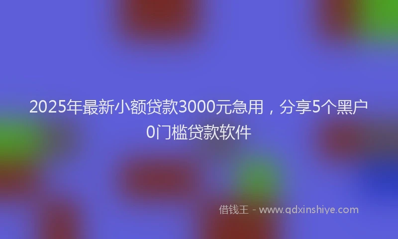 2025年最新小额贷款3000元急用，分享5个黑户0门槛贷款软件
