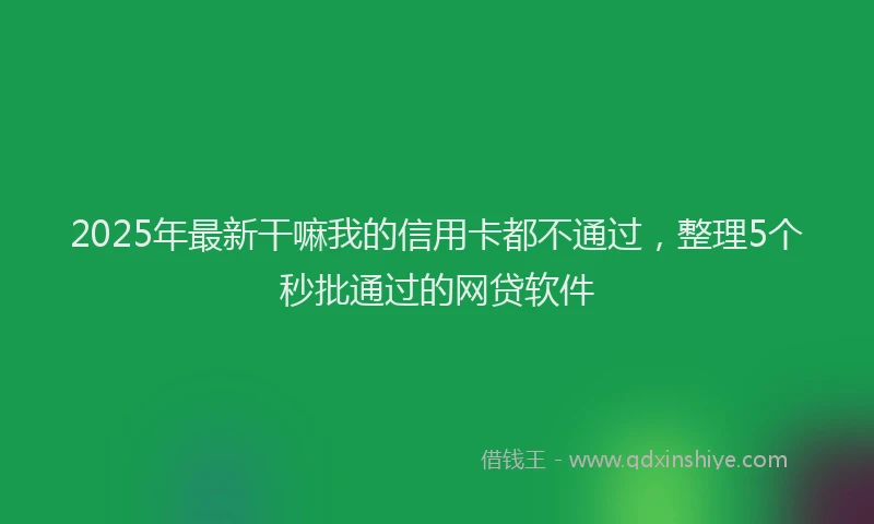 2025年最新干嘛我的信用卡都不通过，整理5个秒批通过的网贷软件