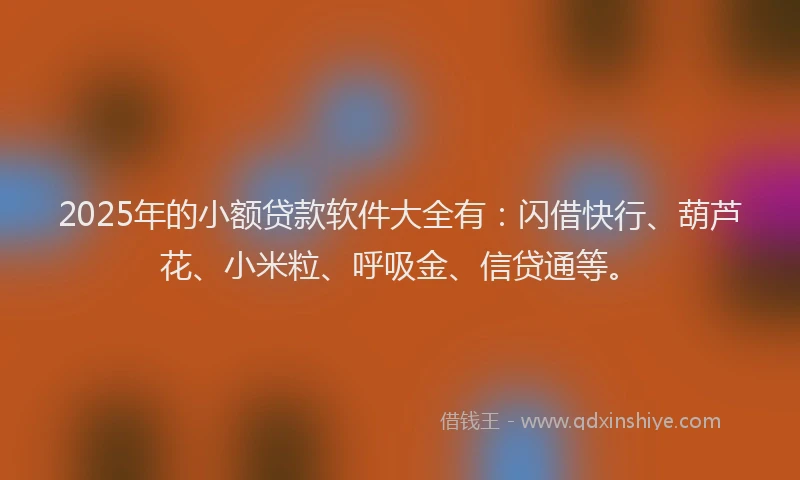2025年的小额贷款软件大全有：闪借快行、葫芦花、小米粒、呼吸金、信贷通等。