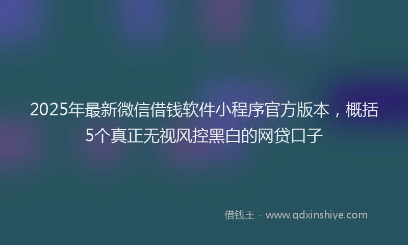 2025年最新微信借钱软件小程序官方版本，概括5个真正无视风控黑白的网贷口子