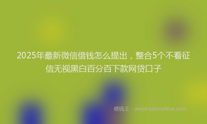 2025年最新微信借钱怎么提出，整合5个不看征信无视黑白百分百下款网贷口子