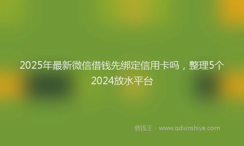 2025年最新微信借钱先绑定信用卡吗，整理5个2024放水平台