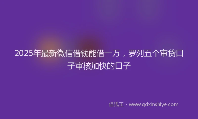 2025年最新微信借钱能借一万，罗列五个审贷口子审核加快的口子