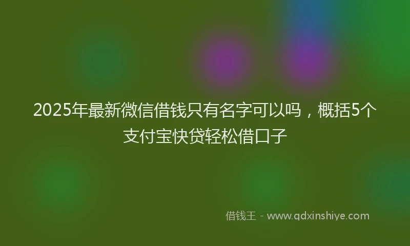 2025年最新微信借钱只有名字可以吗，概括5个支付宝快贷轻松借口子