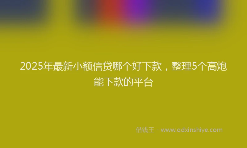 2025年最新小额信贷哪个好下款，整理5个高炮能下款的平台