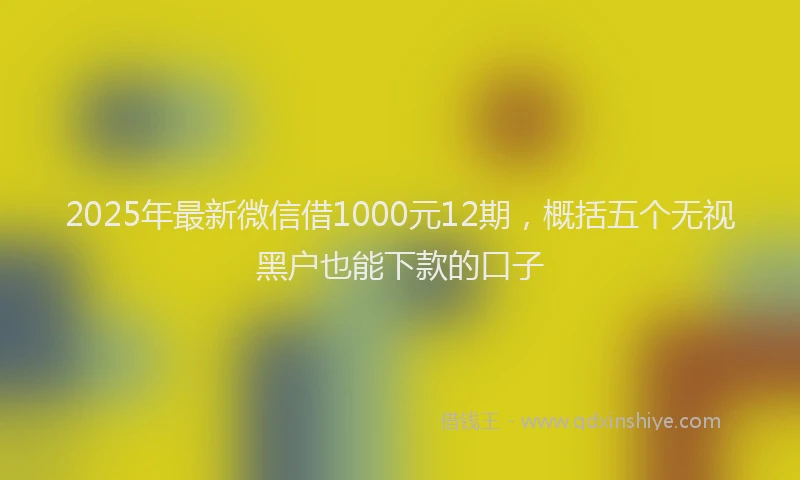 2025年最新微信借1000元12期，概括五个无视黑户也能下款的口子