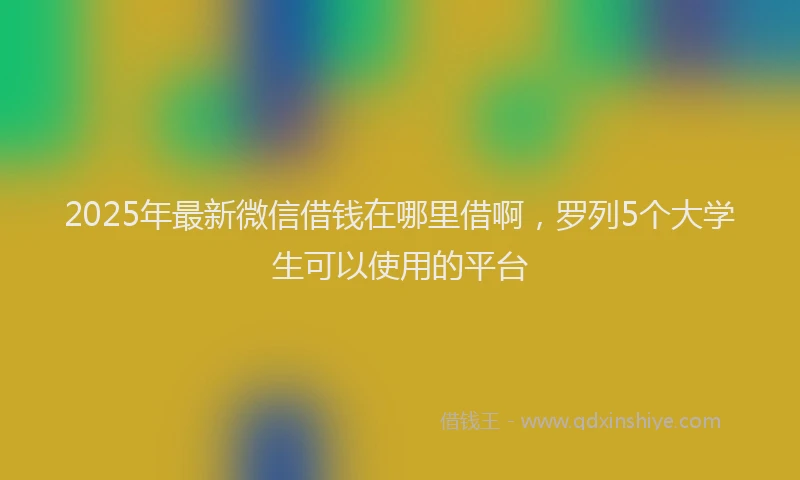 2025年最新微信借钱在哪里借啊，罗列5个大学生可以使用的平台
