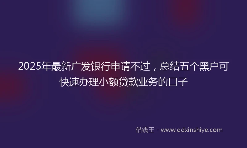 2025年最新广发银行申请不过，总结五个黑户可快速办理小额贷款业务的口子