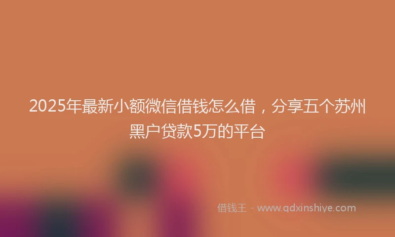 2025年最新小额微信借钱怎么借，分享五个苏州黑户贷款5万的平台