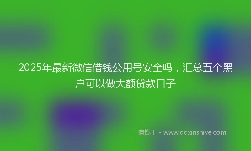 2025年最新微信借钱公用号安全吗，汇总五个黑户可以做大额贷款口子