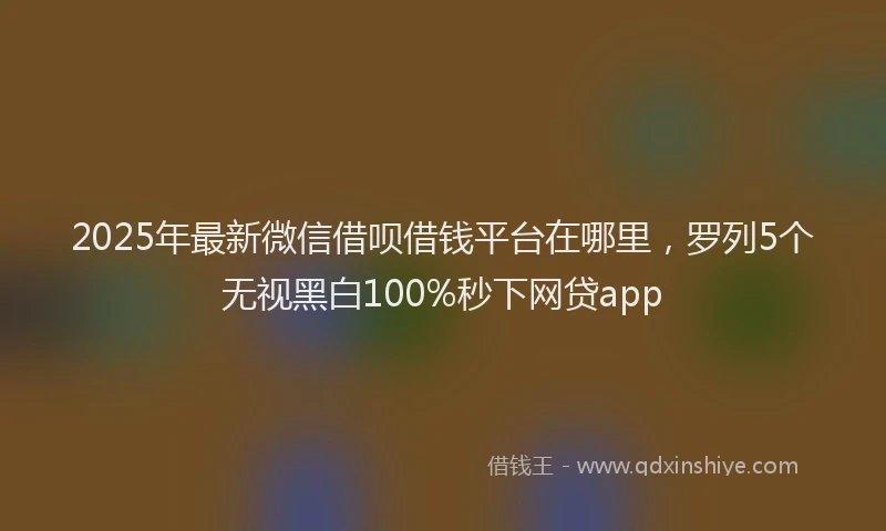 2025年最新微信借呗借钱平台在哪里，罗列5个无视黑白100%秒下网贷app