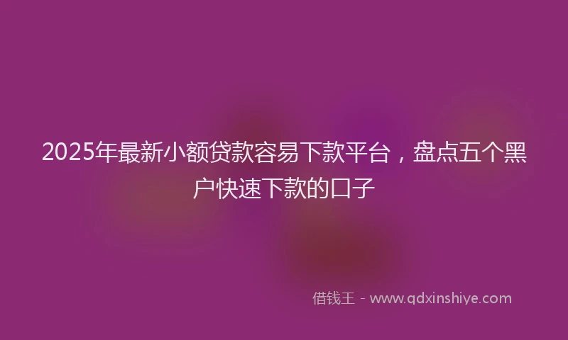 2025年最新小额贷款容易下款平台，盘点五个黑户快速下款的口子