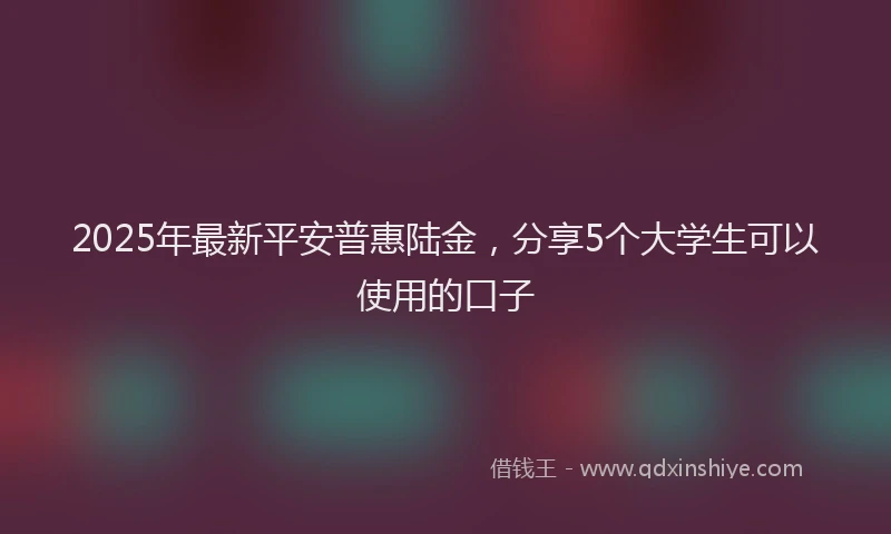 2025年最新平安普惠陆金，分享5个大学生可以使用的口子