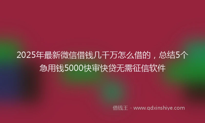 2025年最新微信借钱几千万怎么借的，总结5个急用钱5000快审快贷无需征信软件