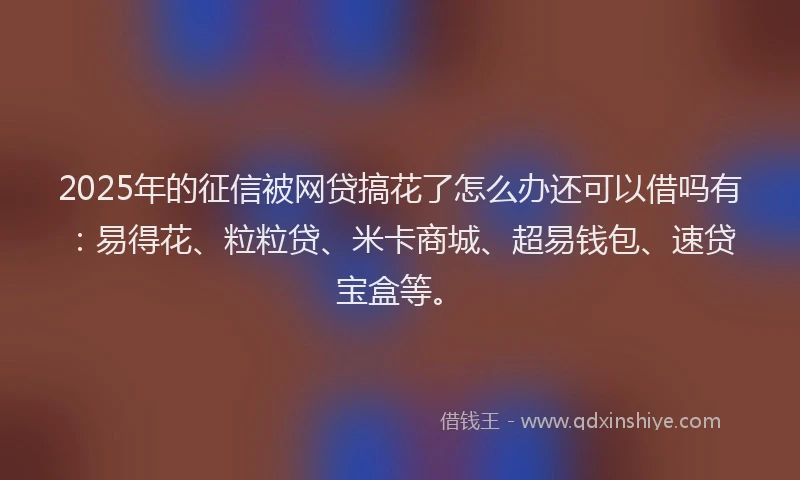 2025年的征信被网贷搞花了怎么办还可以借吗有：易得花、粒粒贷、米卡商城、超易钱包、速贷宝盒等。