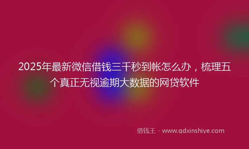 2025年最新微信借钱三千秒到帐怎么办，梳理五个真正无视逾期大数据的网贷软件
