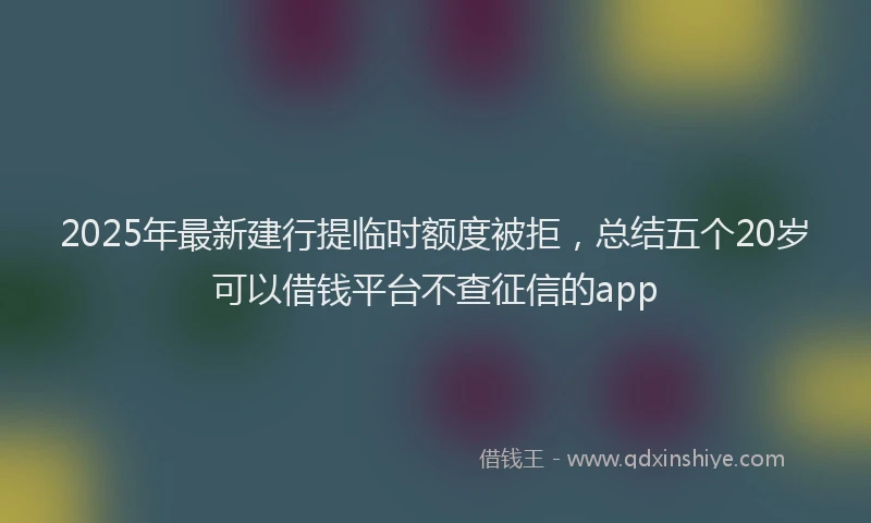 2025年最新建行提临时额度被拒，总结五个20岁可以借钱平台不查征信的app