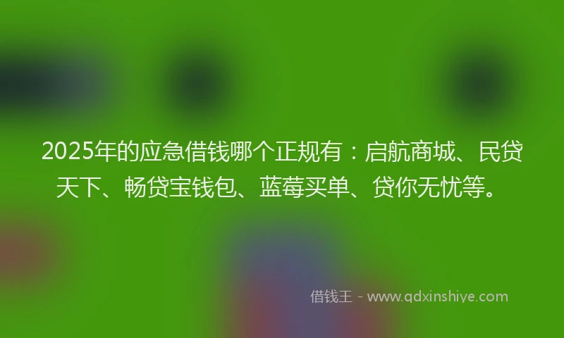 2025年的应急借钱哪个正规有：启航商城、民贷天下、畅贷宝钱包、蓝莓买单、贷你无忧等。