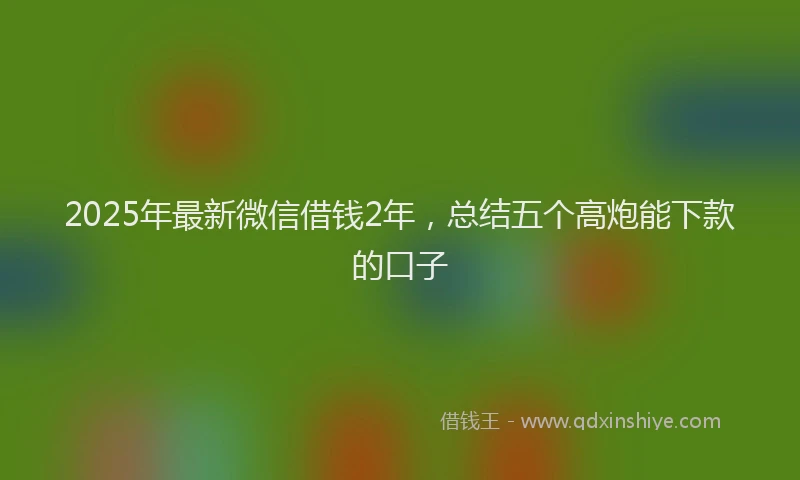 2025年最新微信借钱2年，总结五个高炮能下款的口子