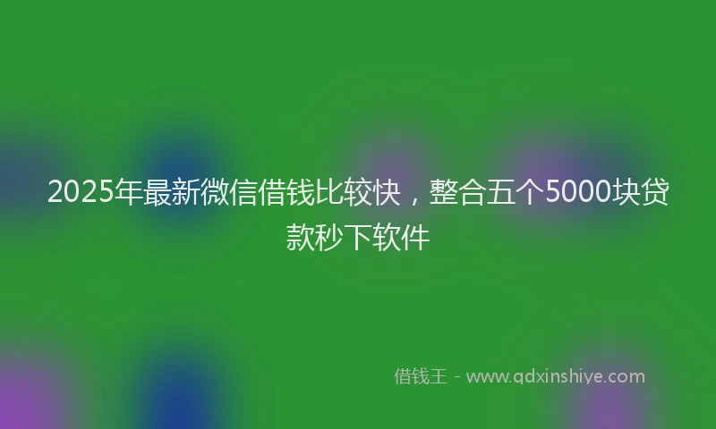 2025年最新微信借钱比较快，整合五个5000块贷款秒下软件
