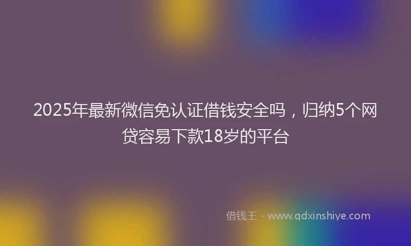 2025年最新微信免认证借钱安全吗，归纳5个网贷容易下款18岁的平台