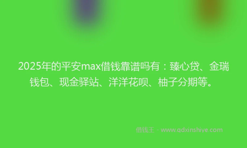 2025年的平安max借钱靠谱吗有：臻心贷、金瑞钱包、现金驿站、洋洋花呗、柚子分期等。