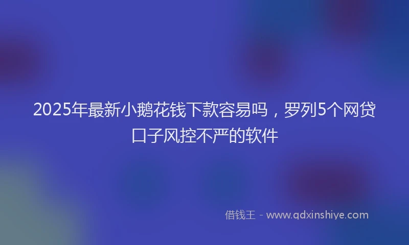 2025年最新小鹅花钱下款容易吗，罗列5个网贷口子风控不严的软件