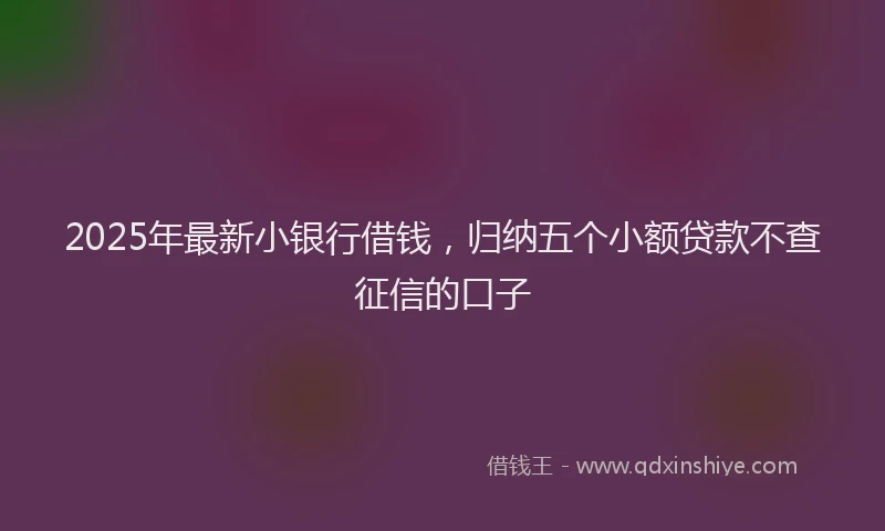 2025年最新小银行借钱，归纳五个小额贷款不查征信的口子