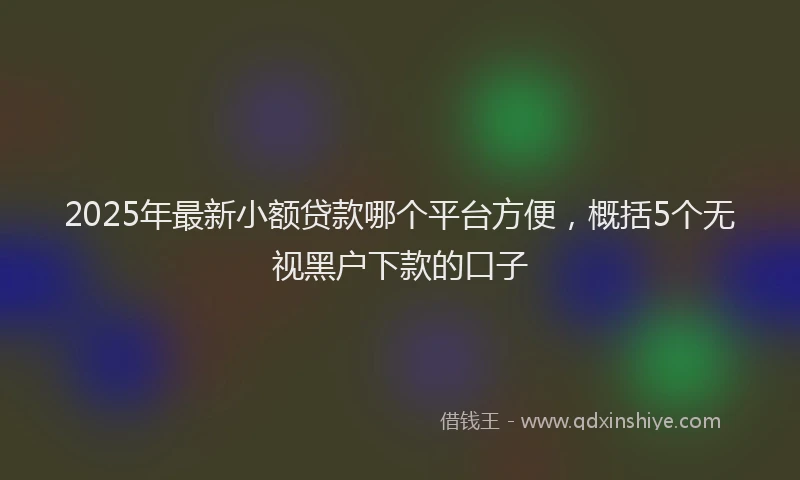 2025年最新小额贷款哪个平台方便，概括5个无视黑户下款的口子