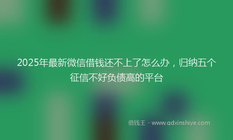 2025年最新微信借钱还不上了怎么办，归纳五个征信不好负债高的平台