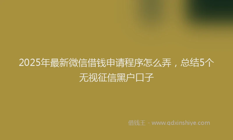 2025年最新微信借钱申请程序怎么弄，总结5个无视征信黑户口子