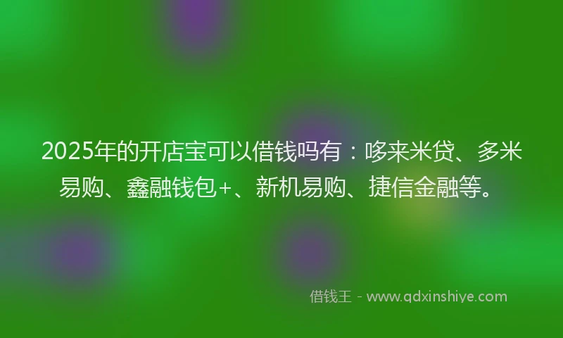 2025年的开店宝可以借钱吗有：哆来米贷、多米易购、鑫融钱包+、新机易购、捷信金融等。