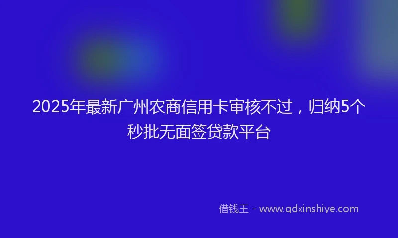 2025年最新广州农商信用卡审核不过，归纳5个秒批无面签贷款平台