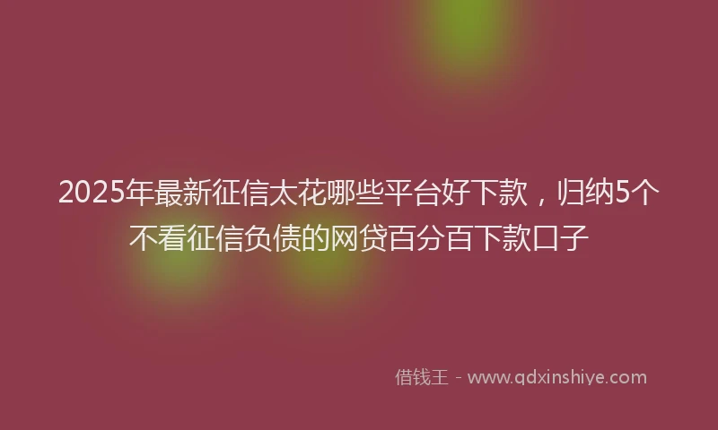 2025年最新征信太花哪些平台好下款，归纳5个不看征信负债的网贷百分百下款口子