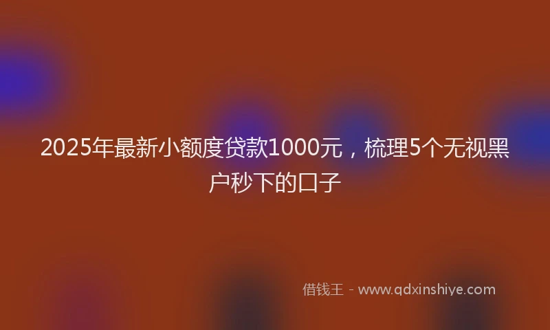 2025年最新小额度贷款1000元，梳理5个无视黑户秒下的口子