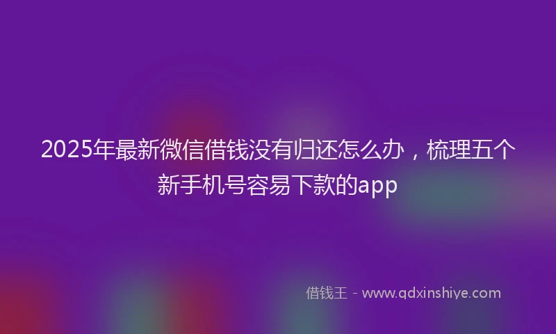 2025年最新微信借钱没有归还怎么办，梳理五个新手机号容易下款的app
