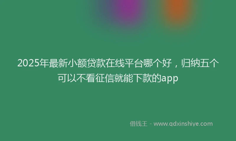 2025年最新小额贷款在线平台哪个好，归纳五个可以不看征信就能下款的app