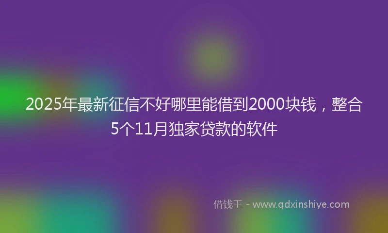 2025年最新征信不好哪里能借到2000块钱，整合5个11月独家贷款的软件