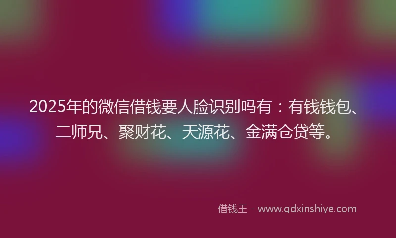 2025年的微信借钱要人脸识别吗有：有钱钱包、二师兄、聚财花、天源花、金满仓贷等。