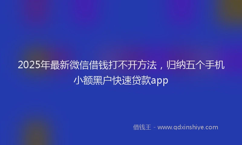 2025年最新微信借钱打不开方法，归纳五个手机小额黑户快速贷款app