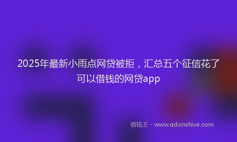2025年最新小雨点网贷被拒，汇总五个征信花了可以借钱的网贷app