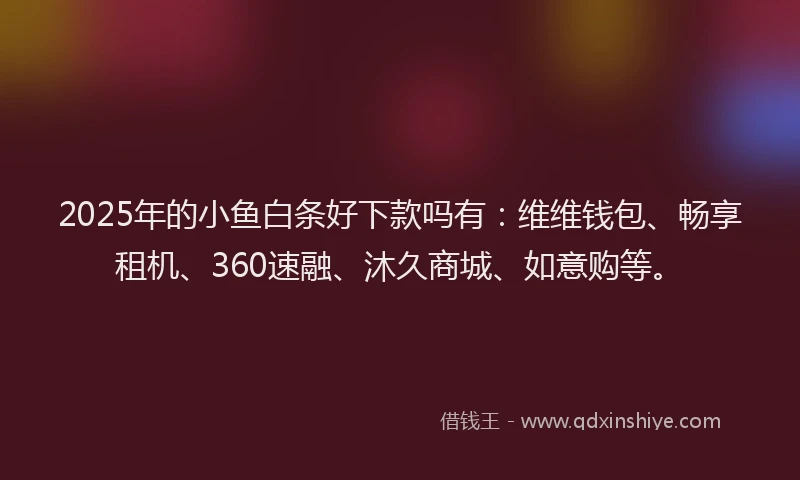 2025年的小鱼白条好下款吗有：维维钱包、畅享租机、360速融、沐久商城、如意购等。