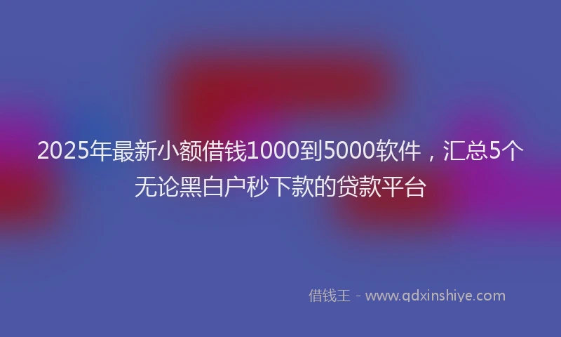 2025年最新小额借钱1000到5000软件，汇总5个无论黑白户秒下款的贷款平台