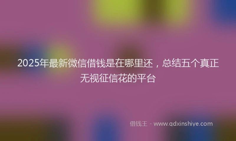 2025年最新微信借钱是在哪里还，总结五个真正无视征信花的平台