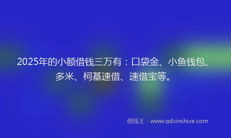 2025年的小额借钱三万有：口袋金、小鱼钱包、多米、柯基速借、速借宝等。