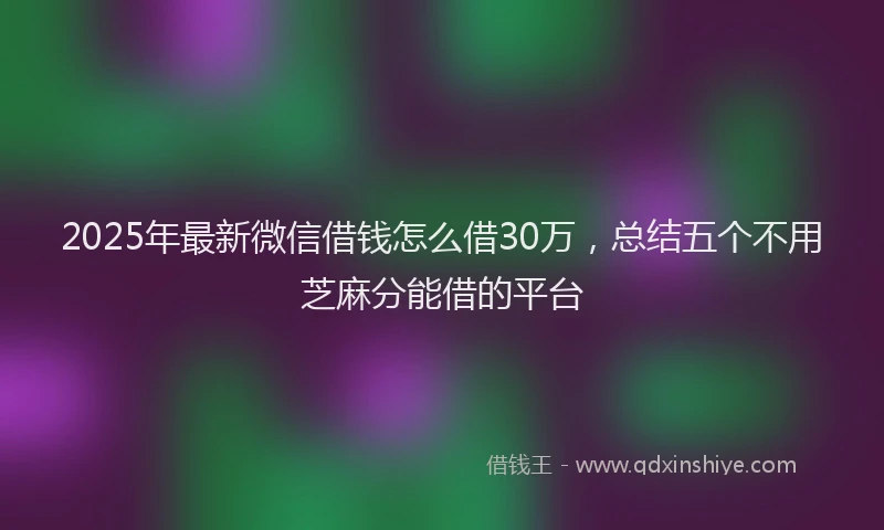 2025年最新微信借钱怎么借30万，总结五个不用芝麻分能借的平台