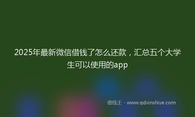 2025年最新微信借钱了怎么还款，汇总五个大学生可以使用的app