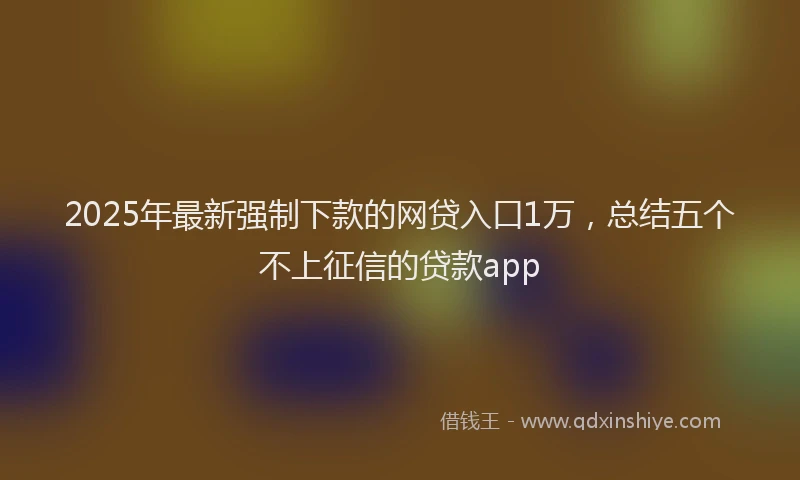 2025年最新强制下款的网贷入口1万，总结五个不上征信的贷款app